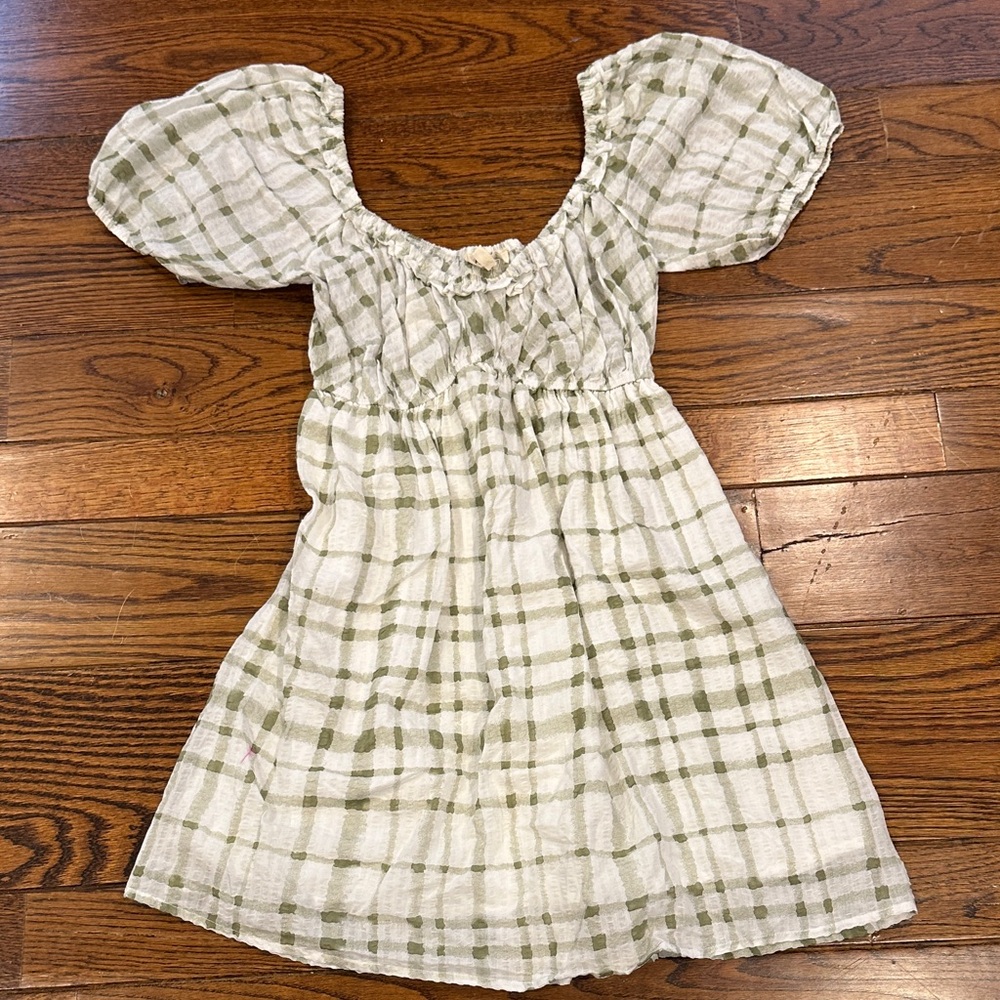 Promesa Green and White Plaid Mini Dress